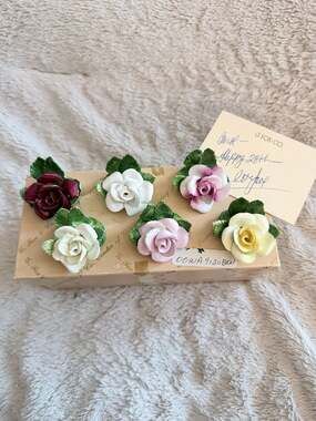 Vintage Radnor Bone China Floral Place Card Holders - Set of 6